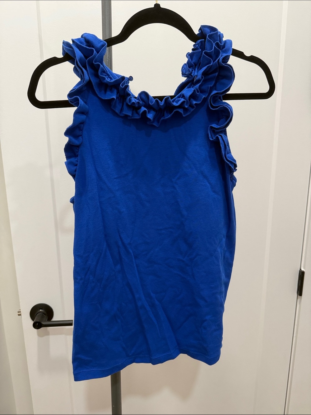 Lilly Pulitzer Cobalt Ruffle-Trim Sleeveless Tank